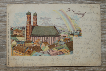 AK Gruß aus München / 1915 / Regenbogen Litho / Frauenkirche Gebäude